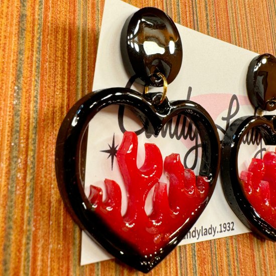 Candy Lady Heart Flames Pierce in Red