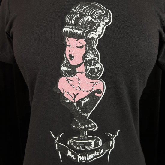 Mischief Made MRS. FRANKENSTEIN FITTED TEE IN BLACK - Psycho Apparel Web  Store