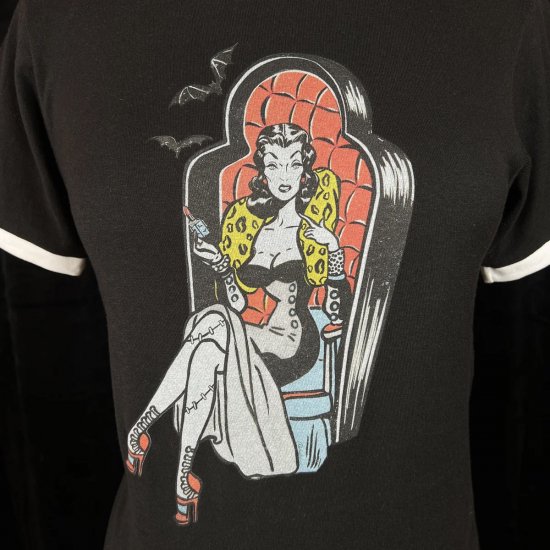 Mischief Made COFFIN BEAUTY UNISEX RINGER TEE IN BLACK/NATURAL