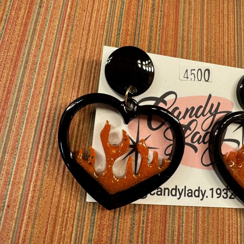 Candy Lady Heart Flames Pierce in Root Beer