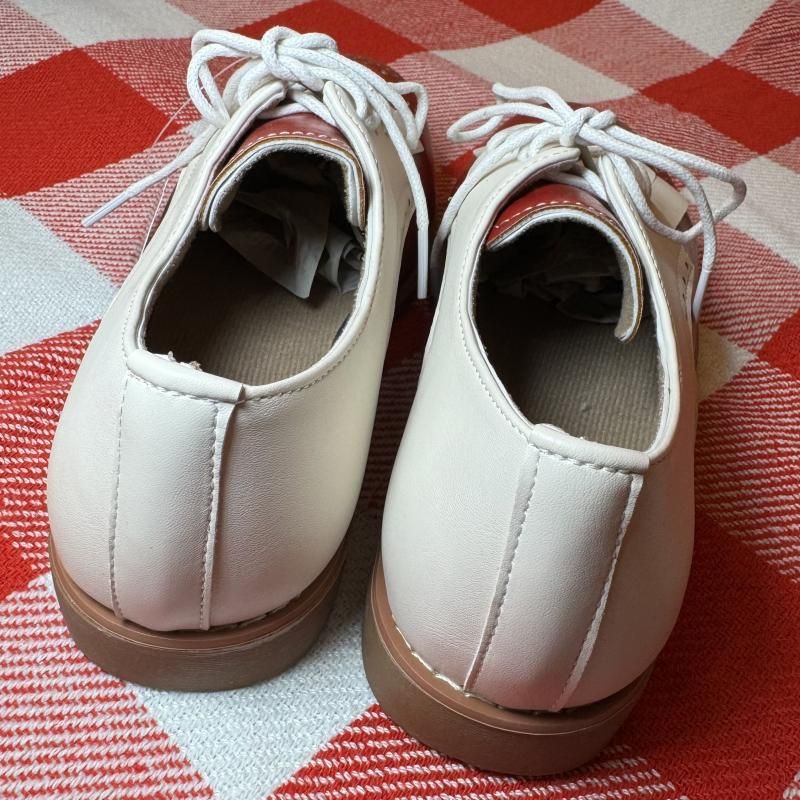 White and Red  Flat Shoes