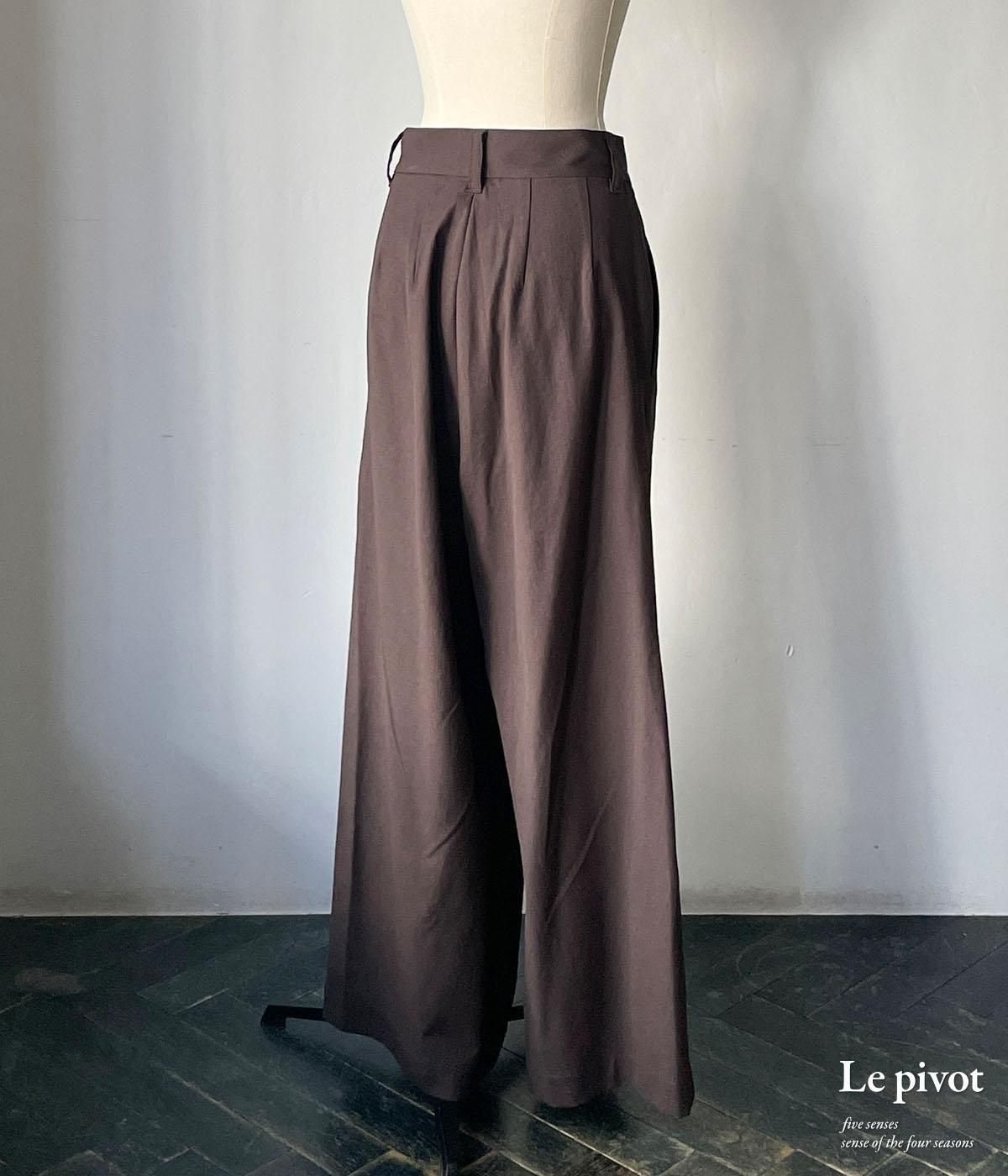【名作】ル・ピボット　リネン　ワイド　タックパンツ　シワ加工　ガウチョ　ボトムス 164404973_o26.jpg?