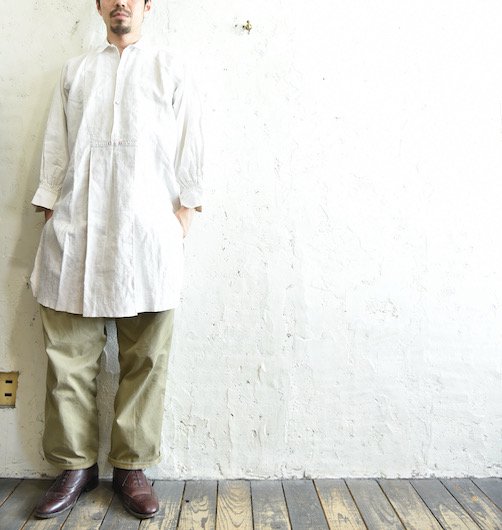 【1920's イタリア製 スリーピングリネンロングシャツ】 - 山形、仙台のヨーロッパ古着屋【SQUAT】のWEB SHOP