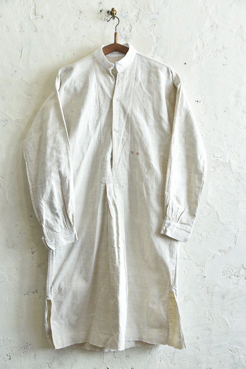 【1920's イタリア製 スリーピングリネンロングシャツ】 - 山形、仙台のヨーロッパ古着屋【SQUAT】のWEB SHOP