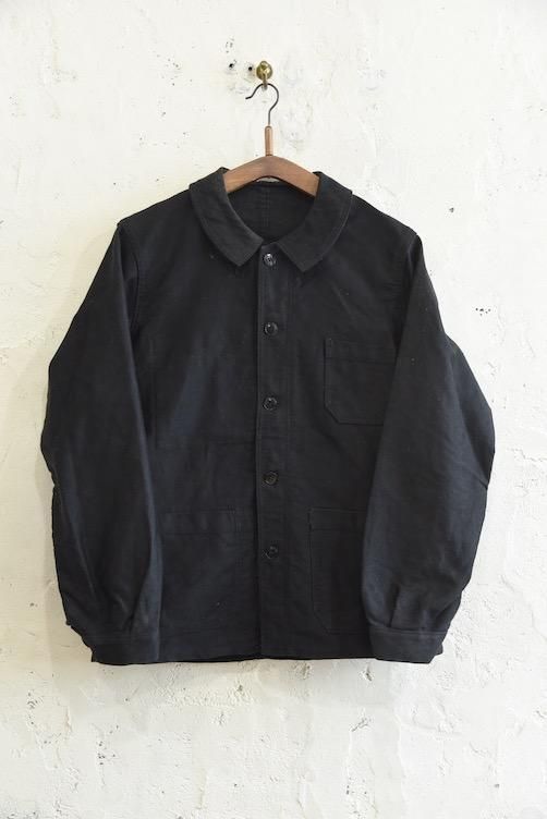 【フランス製 ブラックモールスキンワークジャケット DEAD STOCK】 - 山形、仙台のヨーロッパ古着屋【SQUAT】のWEB SHOP