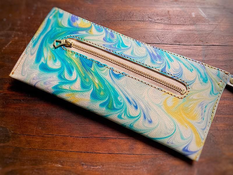 ハンドメイド（長財布）アレキサンダーマーブル マーブル柄 撥水 L字ファスナー 長財布 | 有限会社 ミヤ・レザー