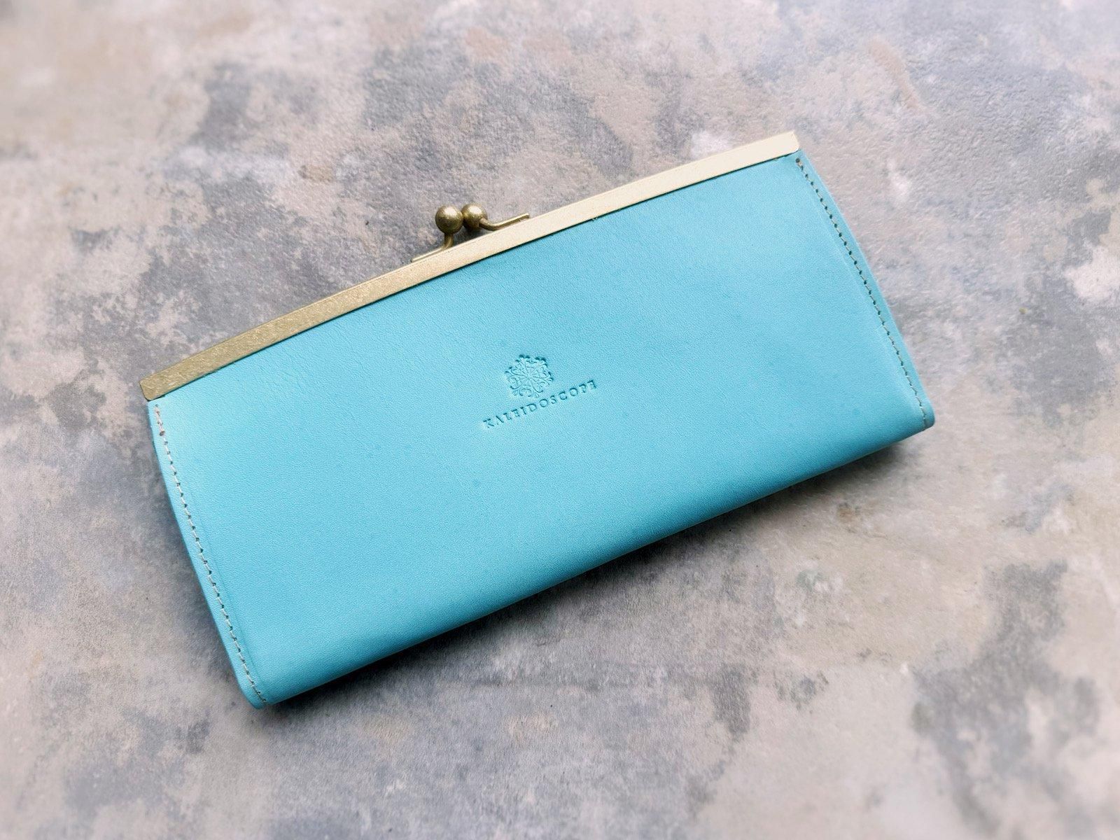 【ハンドメイド】ヌメ革　ロングウォレット　blue ハンドメイド】ヌメ革 ロングウォレット blue