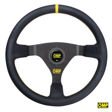 ＯＭＰステアリング(OMP Steering) ダブルアールシー(WRC) ブラックレザー/ブラックスポーク/イエローステッチ 350mm OMP  オーエムピー 通販専門店 || レーシングスーツ・グローブ・シューズ・シート