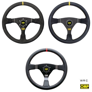 ＯＭＰステアリング(OMP Steering)　ダブルアールシー(WRC) ブラックレザー/ブラックスポーク/イエローステッチ　350mm - OMP　 オーエムピー　通販専門店　|| レーシングスーツ・グローブ・シューズ・シート