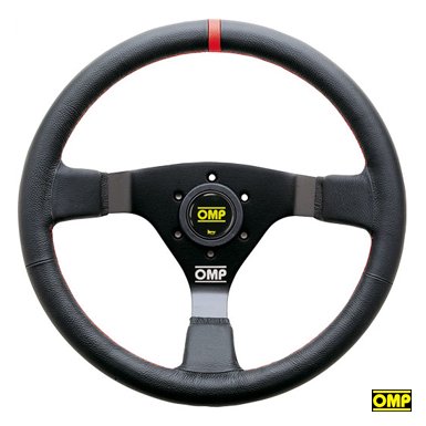 ＯＭＰステアリング(OMP Steering)　ダブルアールシー(WRC) ブラックレザー/ブラックスポーク/レッドステッチ　350mm - OMP　 オーエムピー　通販専門店　|| レーシングスーツ・グローブ・シューズ・シート
