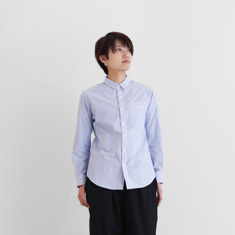 HUIS.】003 オーガニックコットンシャツ（ブルーストライプ）【ユニ