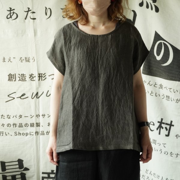 tamaki niime】リネンコットン suton-T short gray