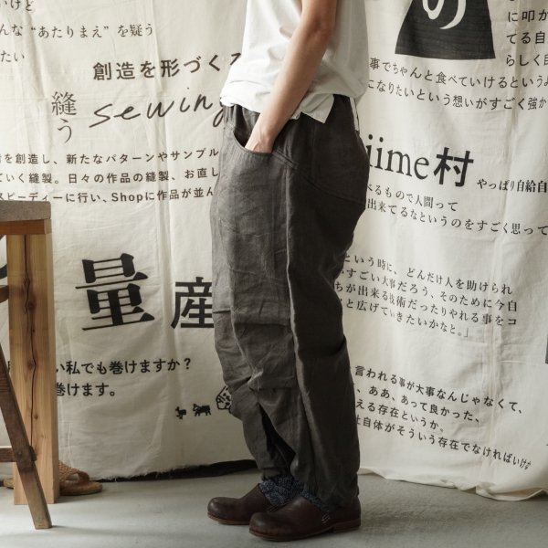 【tamaki niime】リネンコットン nica pants hoso gray