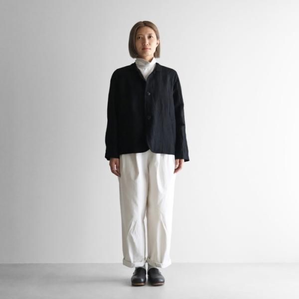 【美品】HUIS バンブーリネンアトリエジャケット　307 HUIS.】307 バンブーリネンアトリエジャケット （ブラック