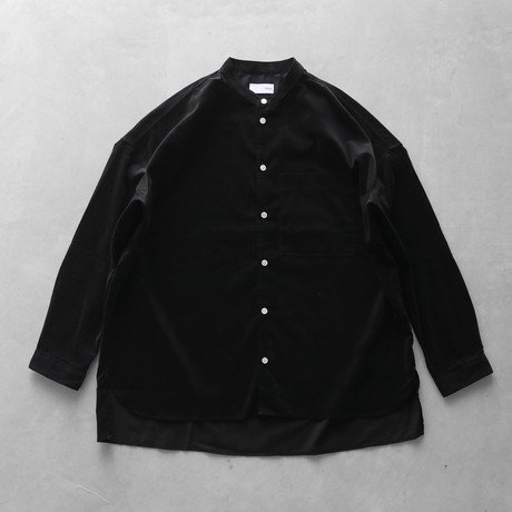 HUIS.】015 みじんコールバンドカラーオーバーシャツ（ブラック