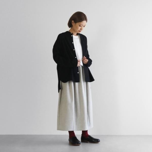 HUIS.】015 “HUIS×尾州”ウールトロバンドカラーオーバーシャツ