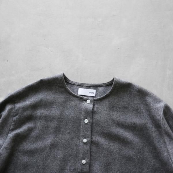 HUIS.】U613 ヤクウール綾ネルヘンリーネックナチュラルプルオーバー