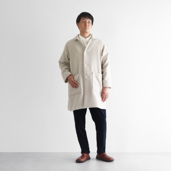 HUIS.】316 “HUIS×尾州”縮絨ウールフランネルミドルコート