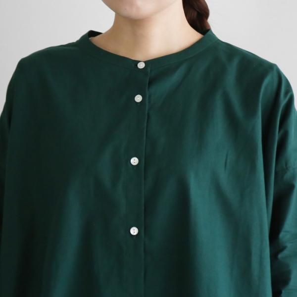 HUIS.】U104 オーガニックコットンビエラバンドカラーワイドブラウス