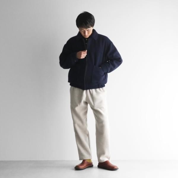HUIS×尾州縮絨ウールフランネルジップブルゾン（ダークネイビー） HUIS×尾州縮絨ウールフランネルジップブルゾン（ダークネイビー）