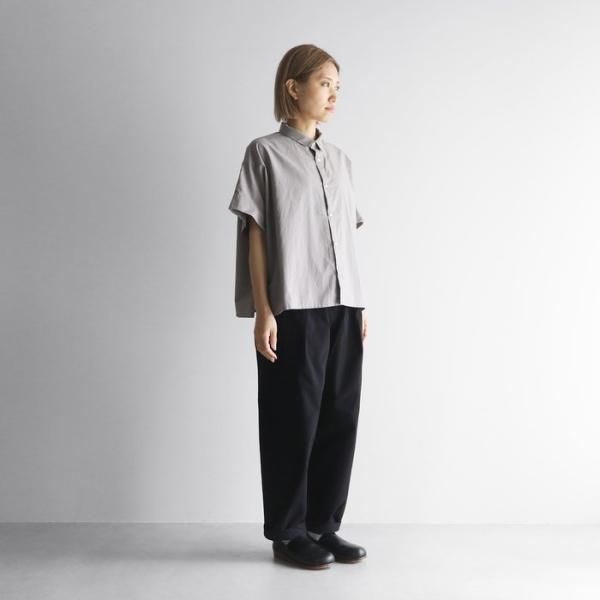 huis 512-H08-09バフクロス セミワイドパンツ ブラック HUIS.】512 バフクロスセミワイドパンツ（ブラック）【ユニ