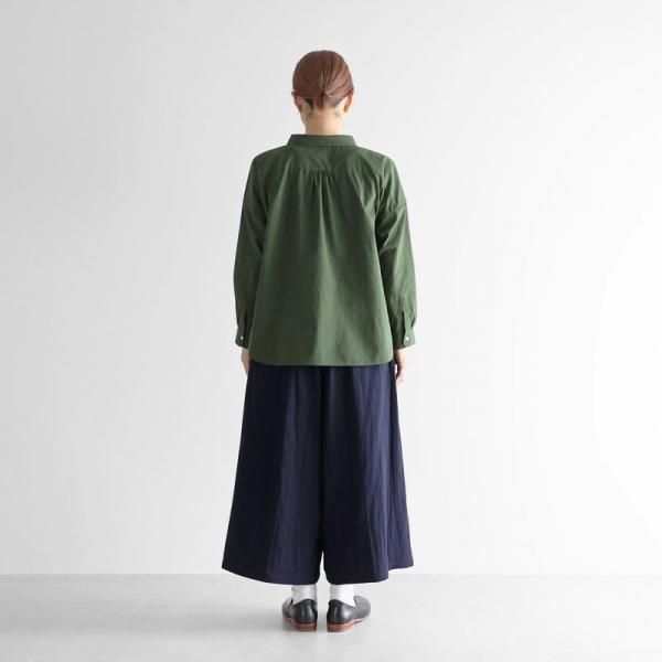 HUIS.】U102 コードレーンワイドブラウス（エバーグリーン）【レディス】