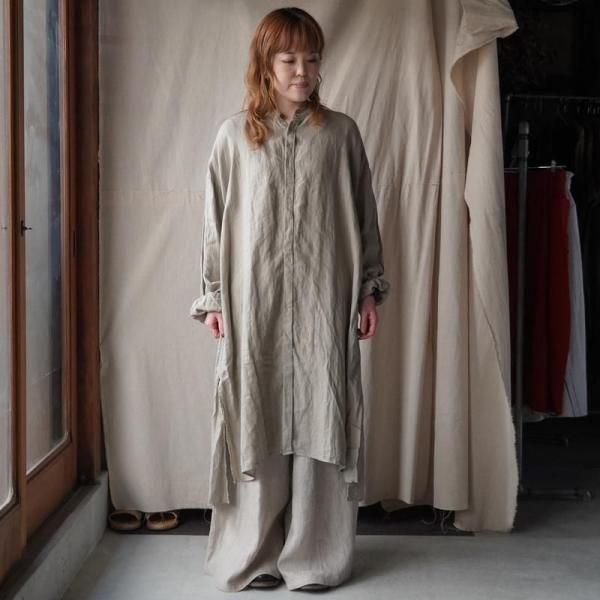 MITTAN 大麻ロングシャツ ベンガラ白 SH-133 サイズ2 MITTAN / 大麻ロングシャツ ベンガラ白 SH-133B / unisex – PINT_MN