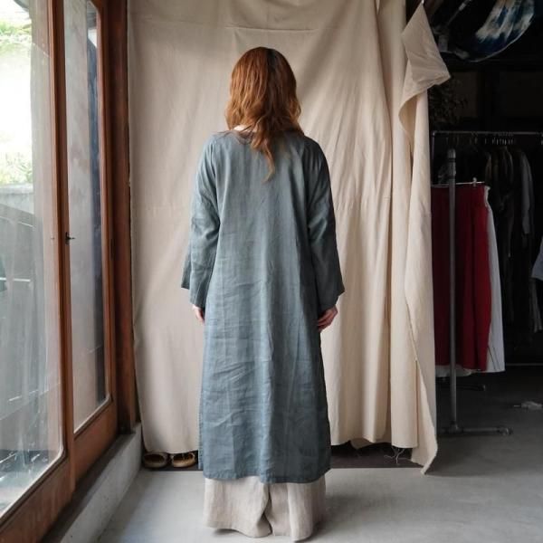 MITTAN】OP-13DC ラミーシルクワンピース（草木濃染） / 藍×鬱金×墨