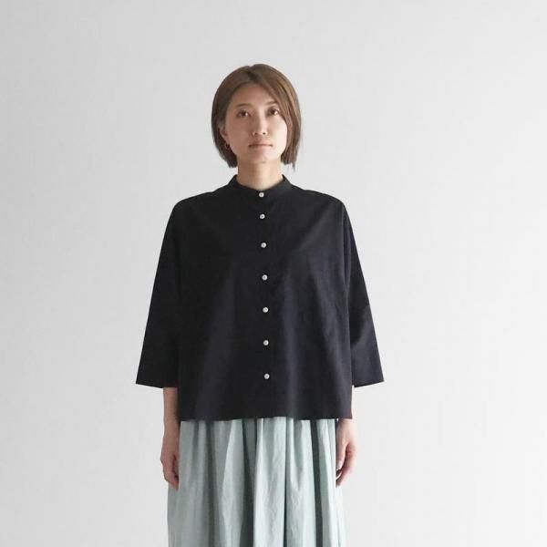 新品 完売 HUIS. 8分袖空羽コードレーンワイドブラウス（ブルーストライプ） HUIS.】U108 空羽コードレーンワイドブラウス（ブルーストライプ