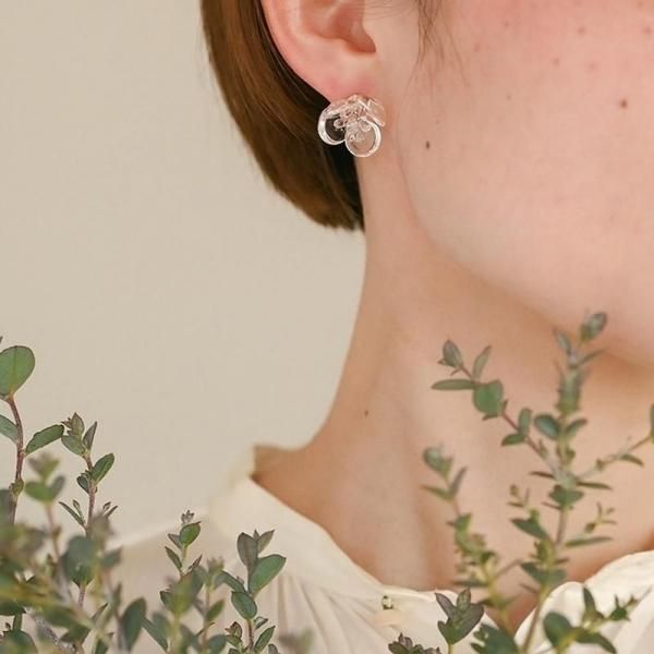 HARIO Lampwork Factory】 ピアス ツバキ クリア ーPlantsー