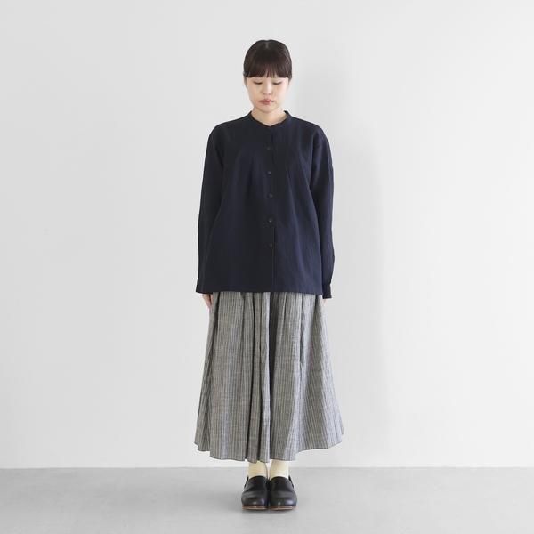 HUIS フランス綾タックブラウス（ダークネイビー）U113 遠州織物 フランス綾タックブラウス（ダークネイビー）【レディス】U113 | HUIS