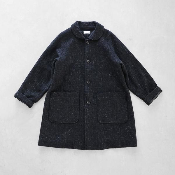 【HUIS.】316 “HUIS×尾州”縮絨リネンウールミドルコート (ブラック)【ユニセックス】▽