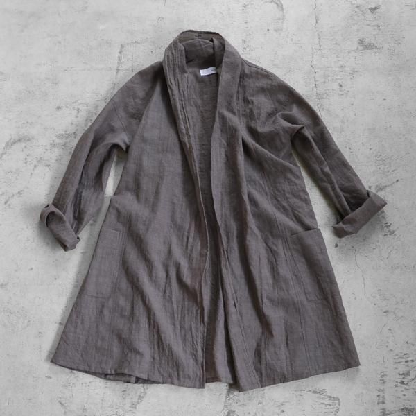 ★【HUIS.】701 ウォッシャブルウールロングカーディガン(チャコールブラウン)【ユニセックス】▽