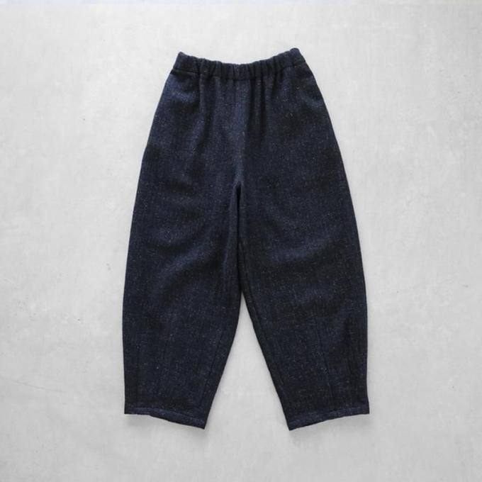 ★【HUIS.】506L “HUIS×尾州”縮絨リネンウールバルーンパンツロング(ブラック)【ユニセックス】▽