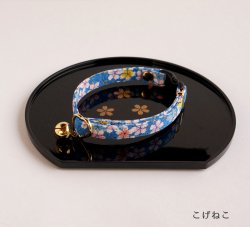 江戸猫首輪<br>(大輪の桜・青)