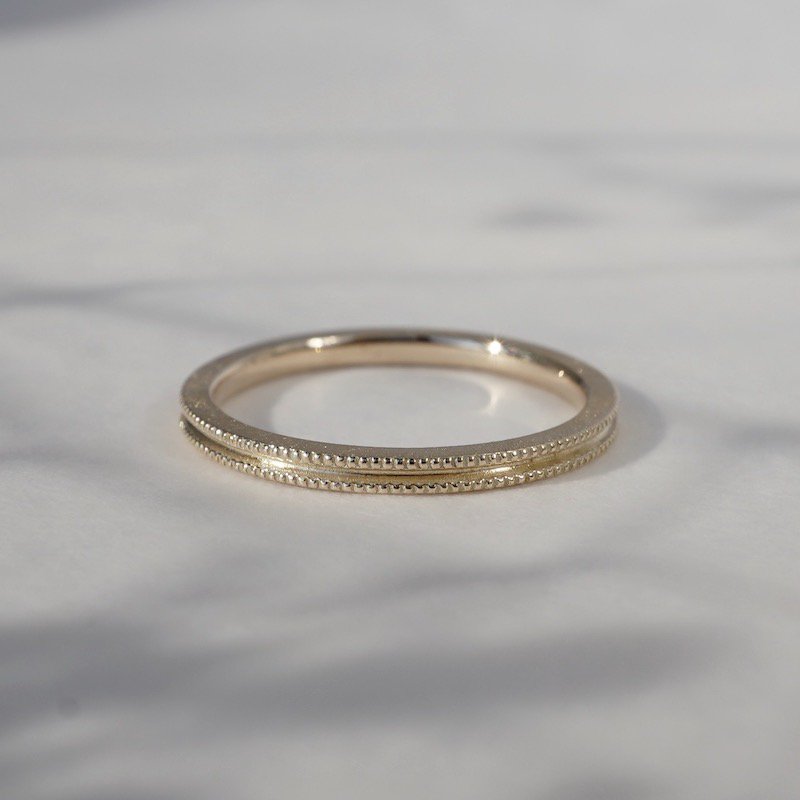 K18 Double milgrain ring