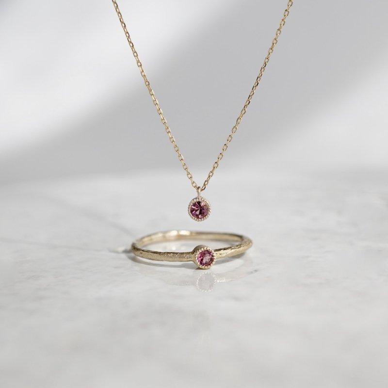 Pink tourmaline birthstone necklace