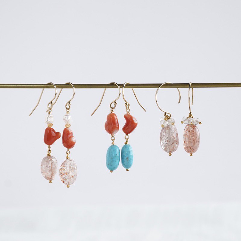 Sunstone & coral earrings