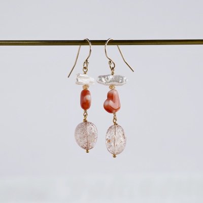Sunstone & coral earrings