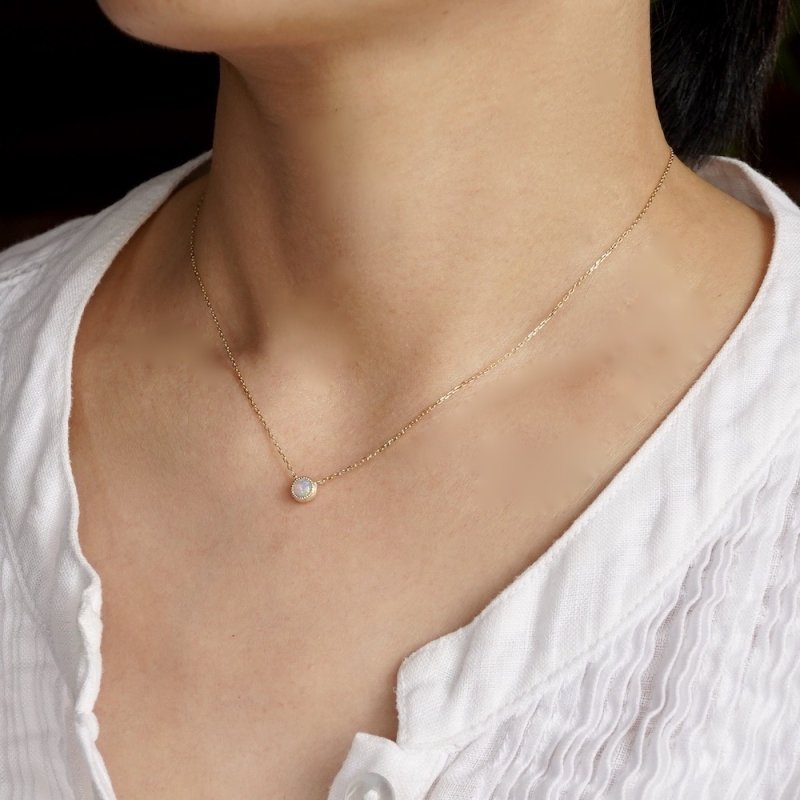 Opal birthstone necklace 4mm 
