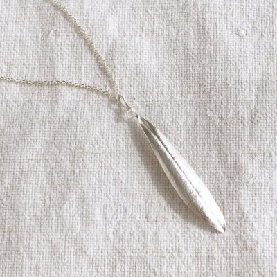 Olive leaf stone necklace
