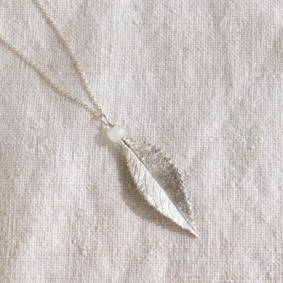 Elm leaf stone necklace 
