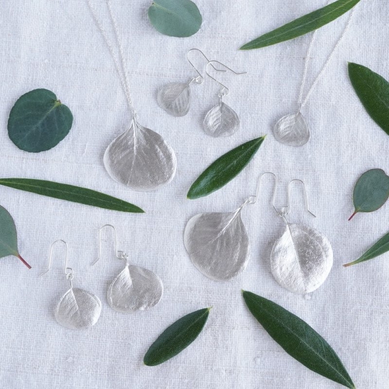 Eucalyptus round leaf earrings 