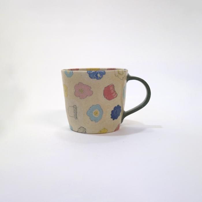 田中ちあき　練り込み　フラワーパターン7寸皿/マルチカラー 田中ちあき/マグ/フラワーパターン/マルチカラー/練り込み
