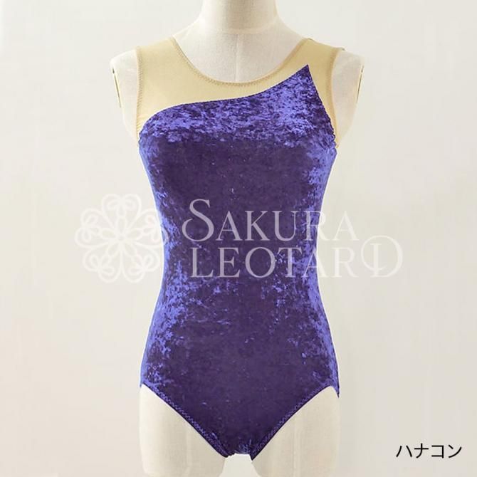 くすみピンククラッシュベロアと後ろリボンが可愛いチョーカー娘役レオタード白Ｓ～Ｍ くすみピンククラッシュベロアと後ろリボンが可愛いチョーカー娘