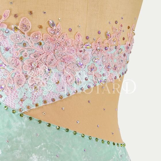 レオタード バトントワリング ピンク Sサイズ｜ブラック｜装飾付きレオタード バトン衣装（ol-140