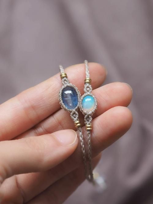 マクラメ編みブレスレット カイヤナイト（ネパール産）＆プレシャス