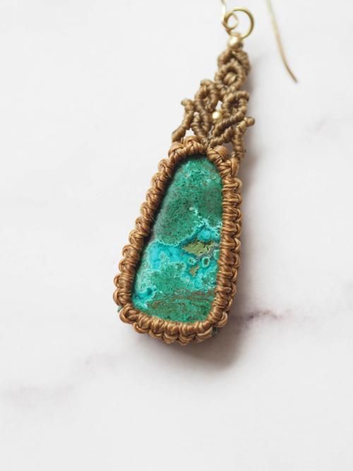 【はくとん( 'ω')ŧ‹\"ŧ‹\"】希少石クリソコラマラカイトイヤリング クリソコラマラカイト 原石 】 Chrysocolla 珪孔雀石 Malachite