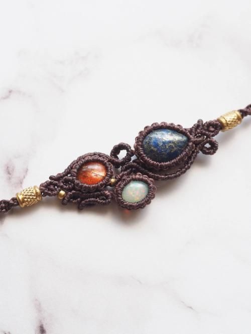 マクラメ編みブレスレット サンストーン（インド産
