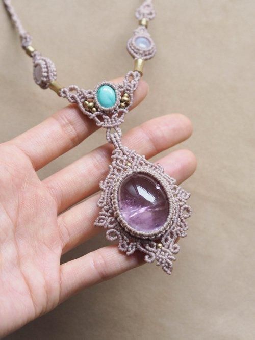 ムーンストーン（インド産）＆ターコイズ＆アメジスト（ブラジル産